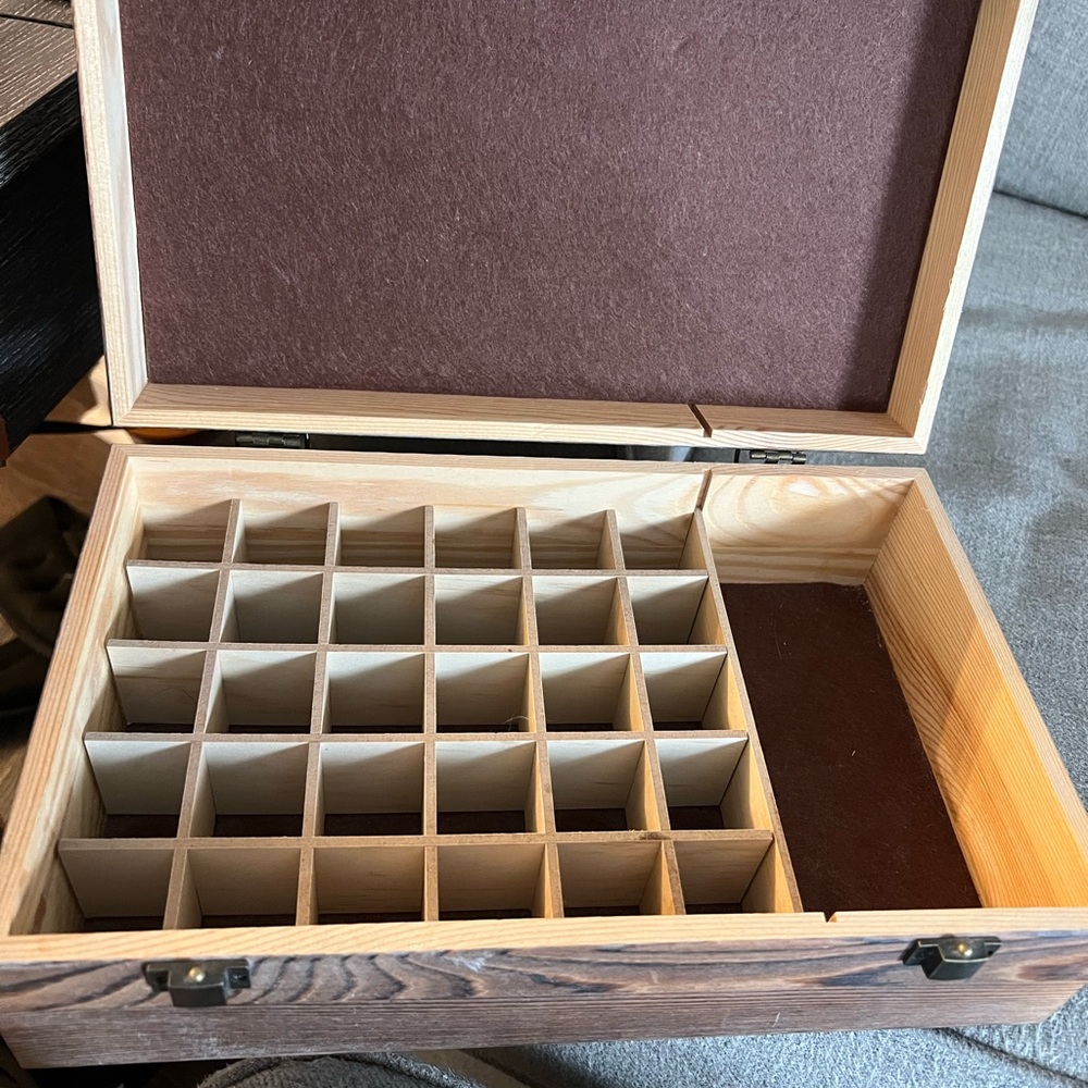 Rustic Wooden Essential Oils Organizer with Metal Accents - Picture 2 of 3